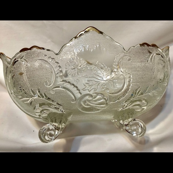 VTG 10.5” BEAUTIFUL ETCHED GLASS COMPOTE BOWL - Picture 4 of 7